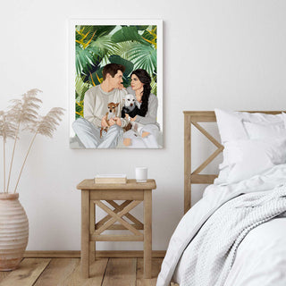 Canvas Painting of owners with dogs