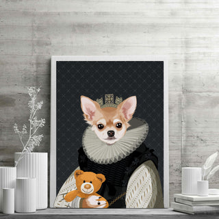 custom royal pet portrait - the princess with cute teddy bear