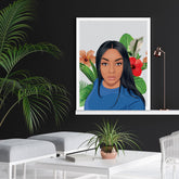 canvas portrait painting on wall