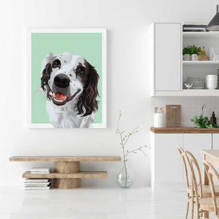 Canvas Painting of cute white dog