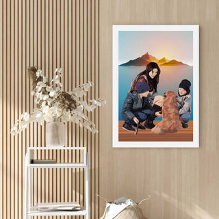 Canvas Painting of family with pet