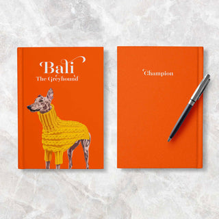 front and back of customised Pet Notebooks with pen